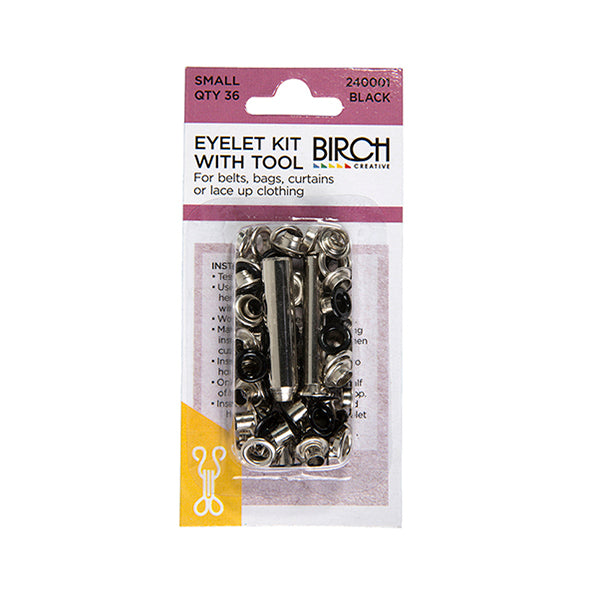 Birch Eyelet Kit & Tool, Black- Small