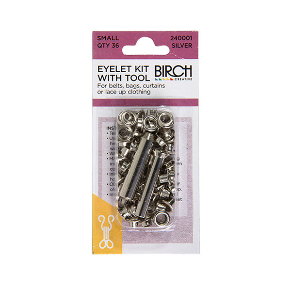 Birch Eyelet Kit & Tool, Silver- Small