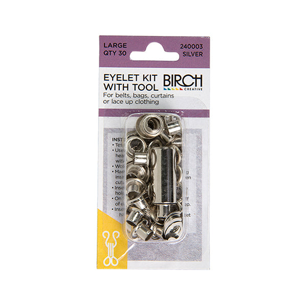 Birch Eyelet Kit & Tool, Silver- Large