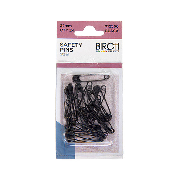 Birch Black Safety Pins 100 Pack Black