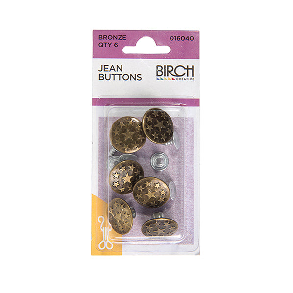 Birch Jean Button, Bronze- 6 Pack