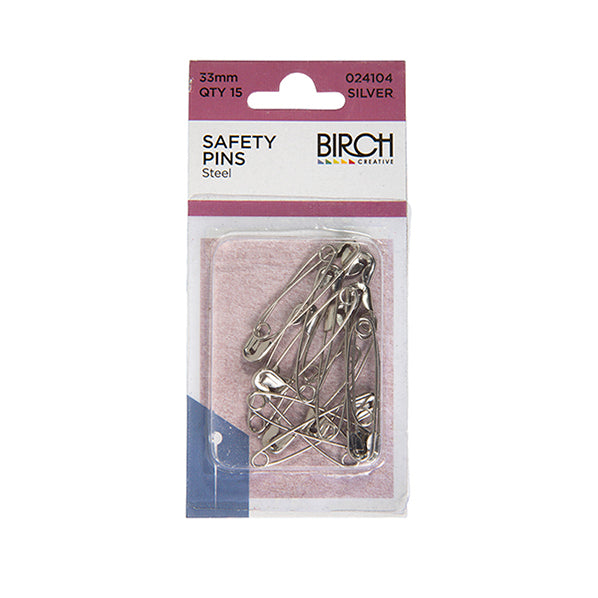 Birch Jewel Midget Steel Safety Pins- 33mm