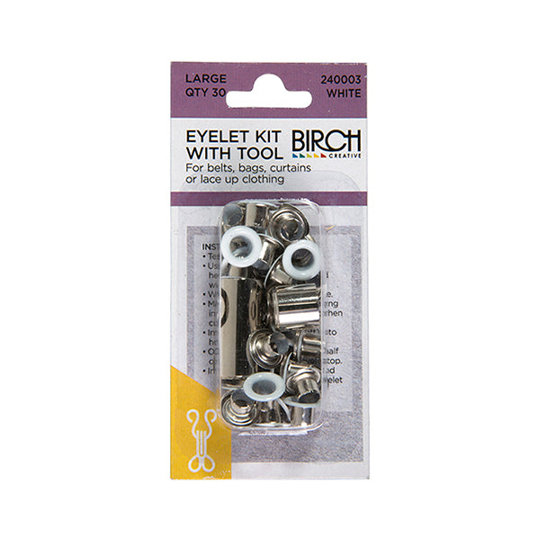 Birch Eyelet Kit & Tool, White- Large