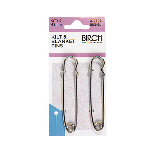 Birch Kilt Pins 2 Pack, Nickel- 63mm