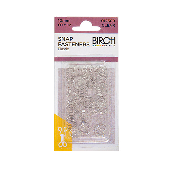 Birch Nylon Press Stud 12 Pack, Clear- 10mm
