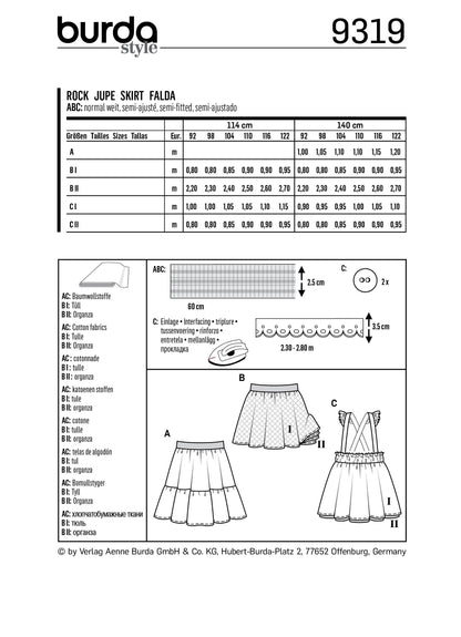 Burda Pattern 9319 Child's pinafore skirt