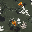 Printed Faille Fabric, Khaki Blooms- Width 145cm