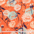 Crepe De Chine Fabric, Orange Floral- Width 145cm