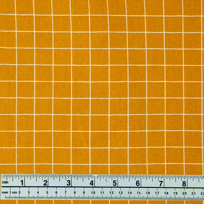 Cotton Duck Fabric, Mustard Check- Width 140cm