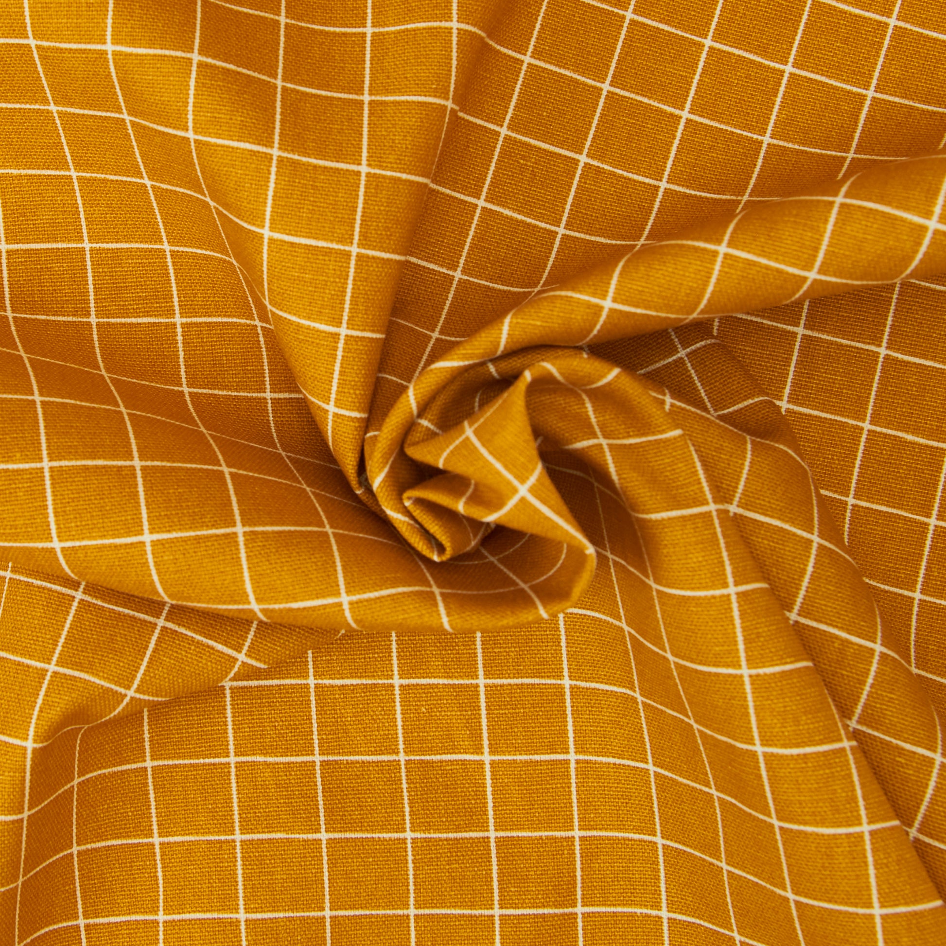 Cotton Duck Fabric, Mustard Check- Width 140cm