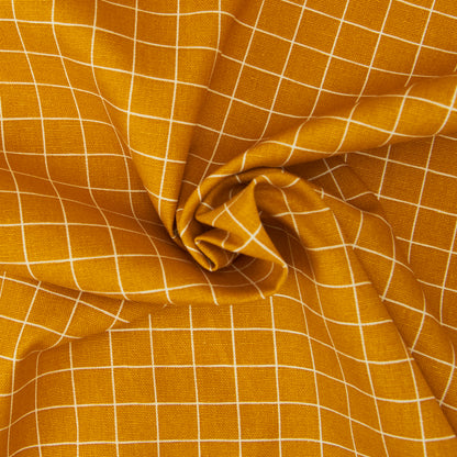 Cotton Duck Fabric, Mustard Check- Width 140cm