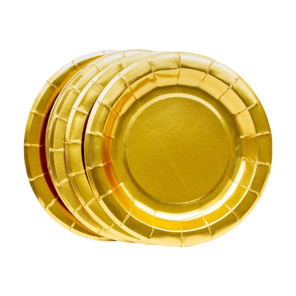 Metallic Party Paper Plate, 17.6cm Gold- 10pk