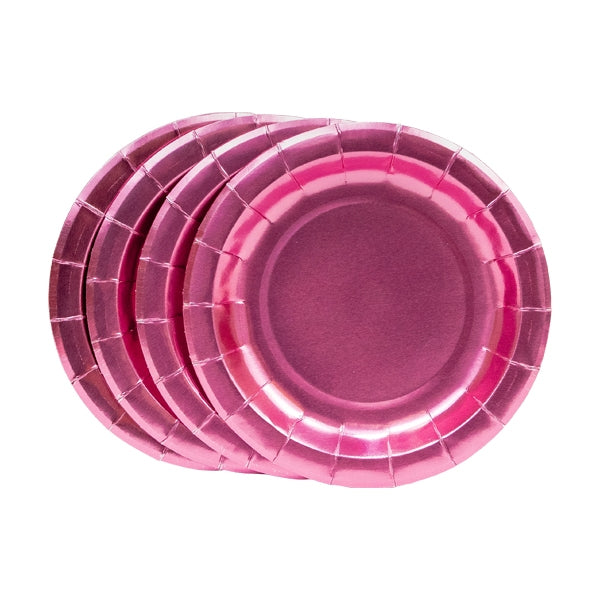 Metallic Party Paper Plate, 17.6cm Pink- 10pk