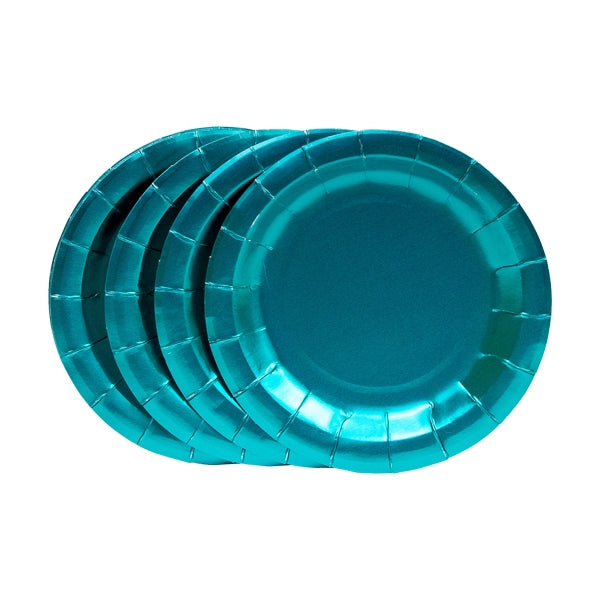 Metallic Party Paper Plate, 17.6cm Blue- 10pk