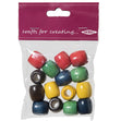 Arbee Wood Beads, Barrel 18mm Assorted- 15pc