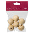 Arbee Wood Beads, Round 25mm Natural- 6pc