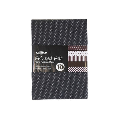 Arbee Printed Felt Sheets, Black Patterns- 12pk