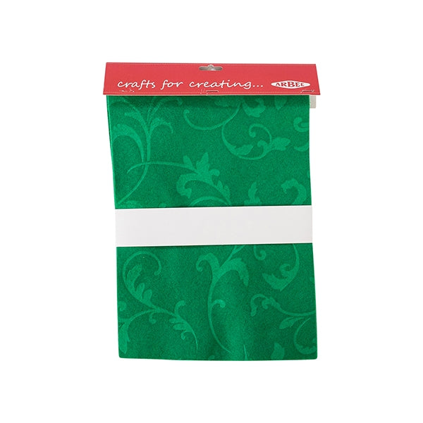 Arbee Embossed Felt Sheets, Vine Green- 10pk