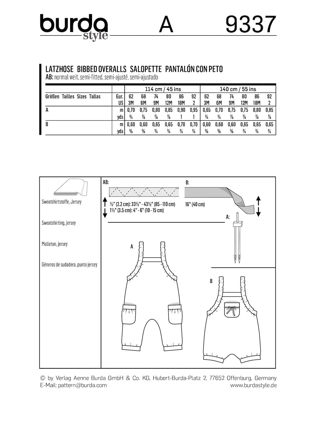 Burda Pattern 9337 (3M-2M)