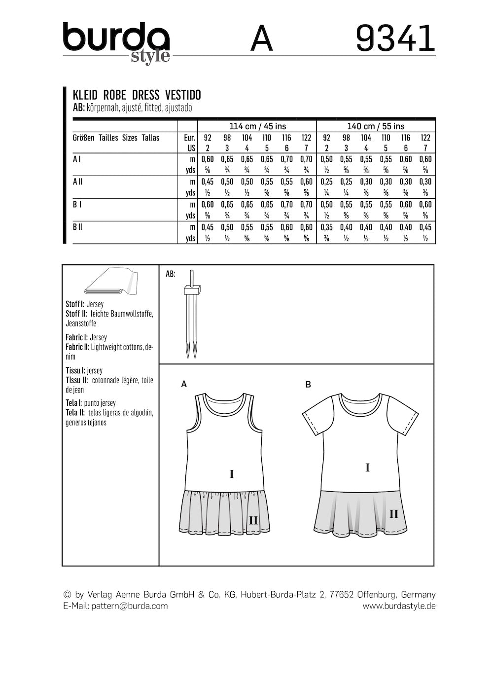 Burda Pattern 9341 (2-7)