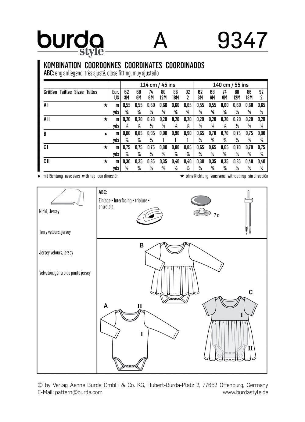 Burda Pattern 9347 (3M-2M)