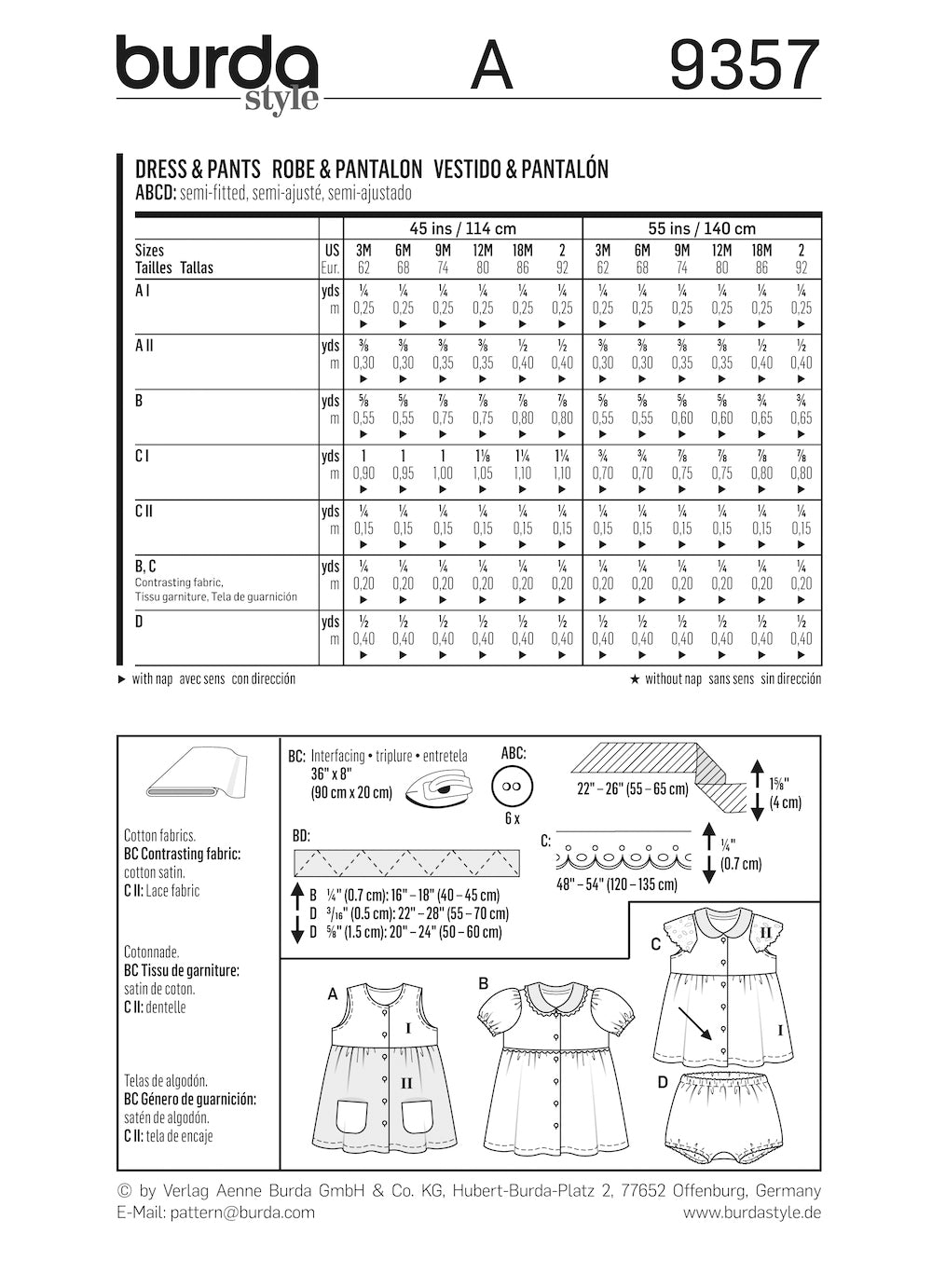 Burda Pattern 9357 (3M-2M)