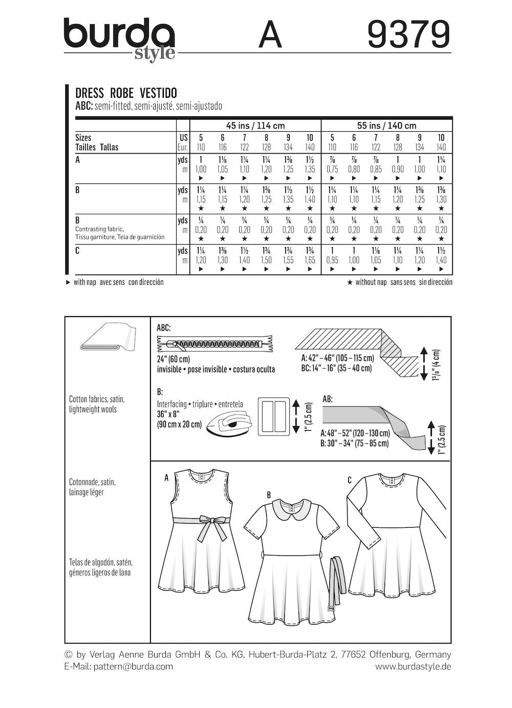 Burda Pattern 9379 (5-10)