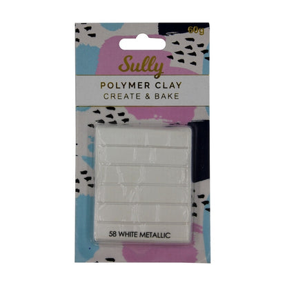 Sully Polymer Clay, White Metallic- 60g