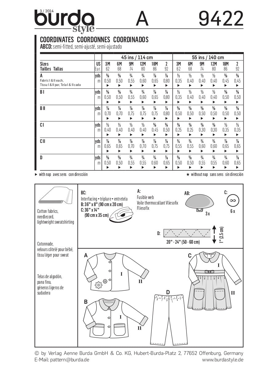 Burda Pattern 9422 (3M-2Yr)