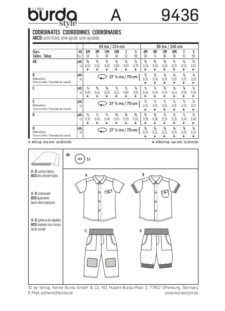 Burda Pattern 9436 (6M-3Yr)