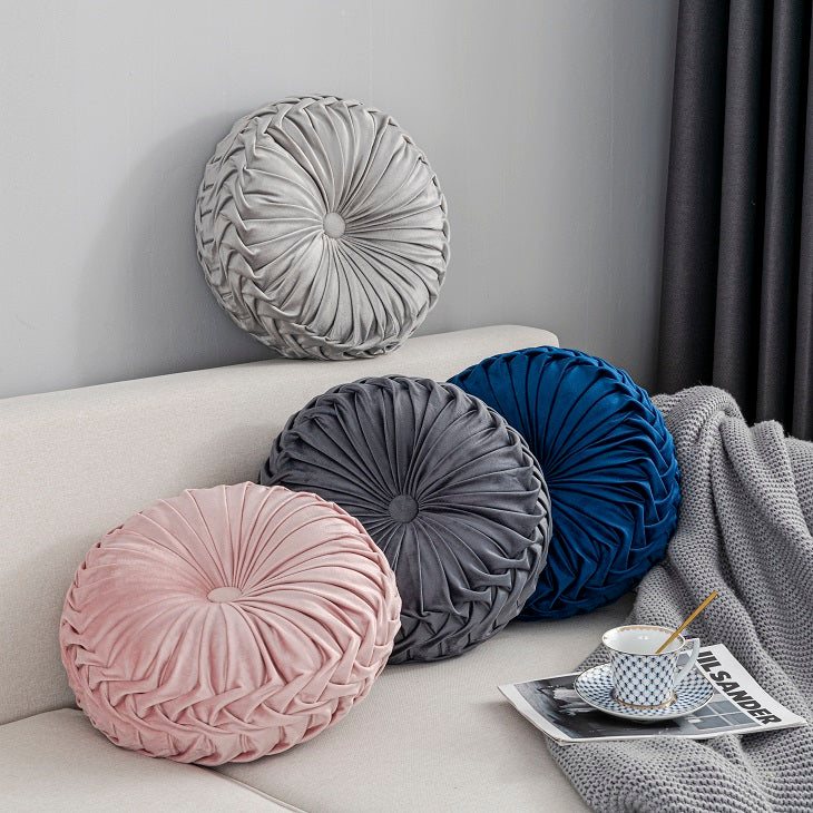 Pleated sale round pillow