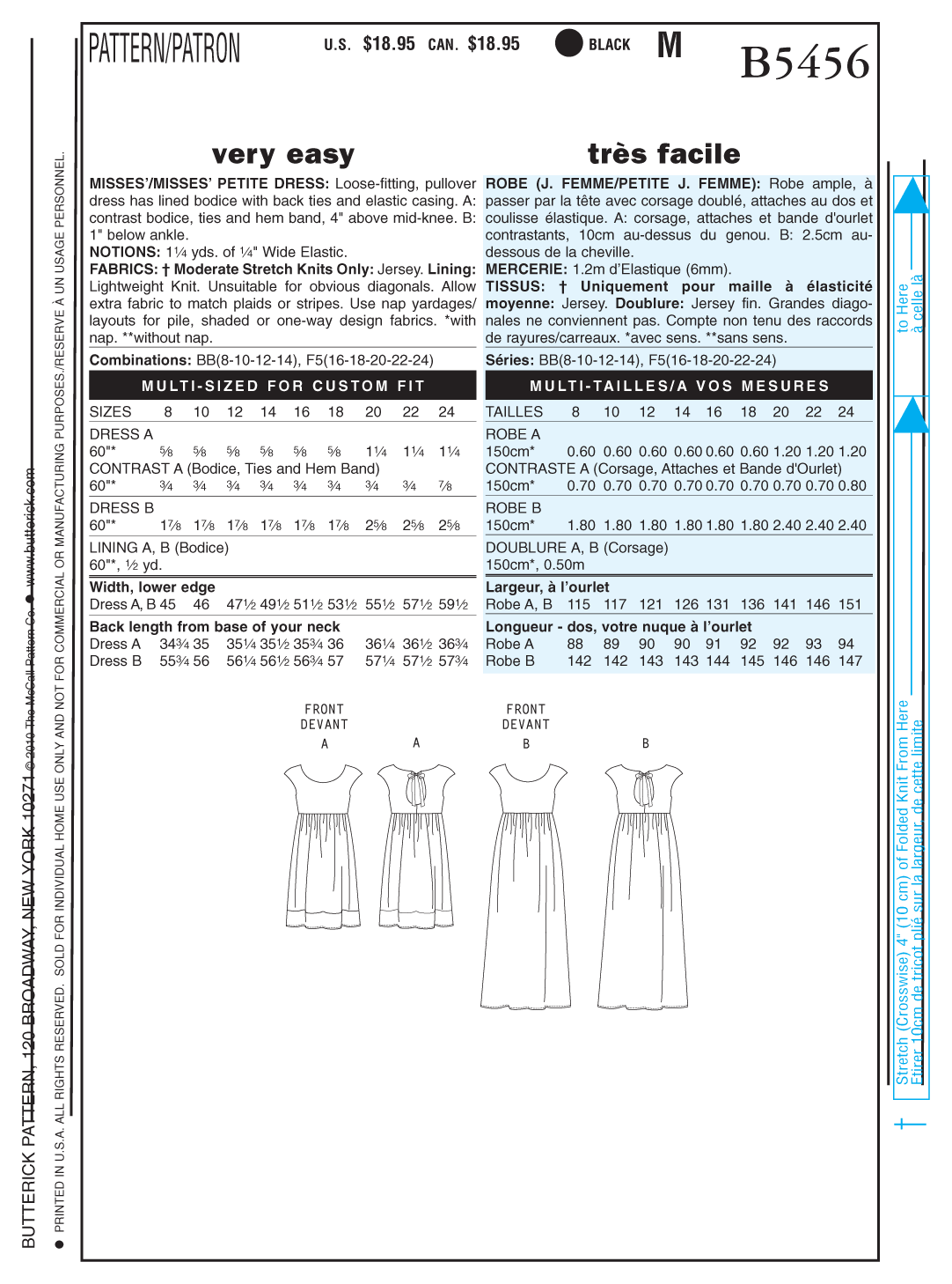  Butterick Pattern B5456 Misses'/Misses' Petite Dress