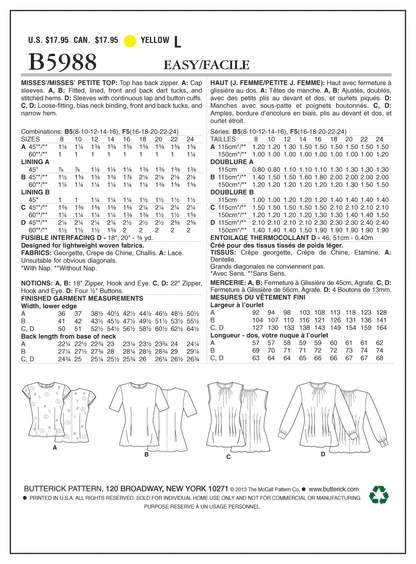 Butterick Pattern B5988 Misses'/Misses' Petite Top