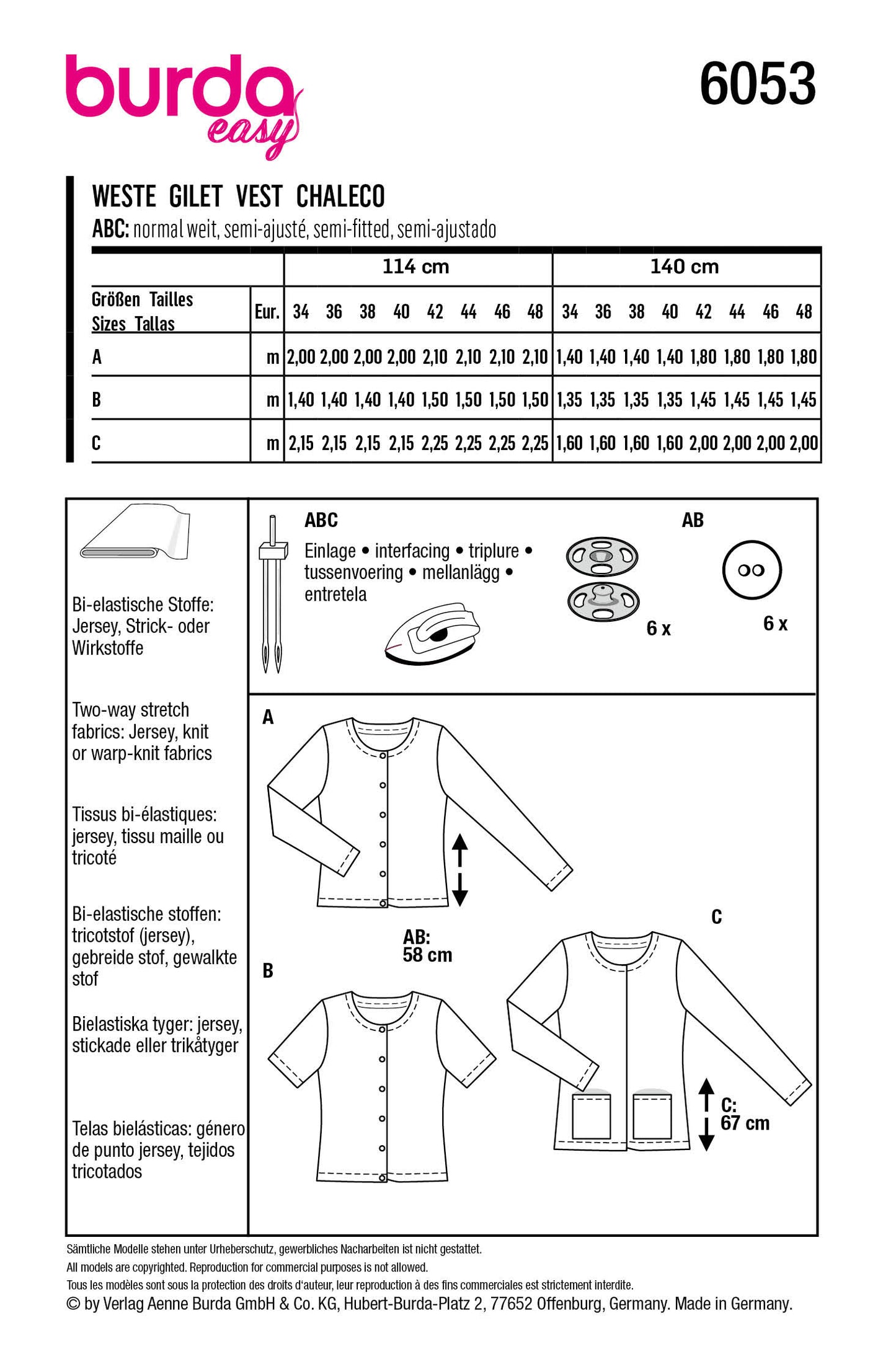 Burda X06053 Misses Jacket