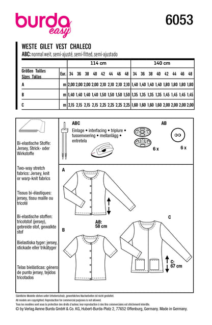 Burda X06053 Misses Jacket