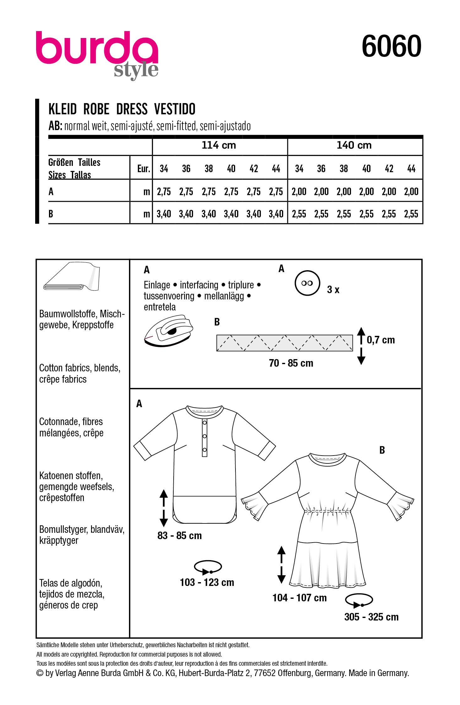 Burda X06060 Misses Dress