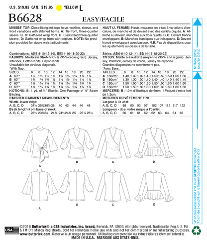 Butterick Pattern B6628 Misses Top/Vest