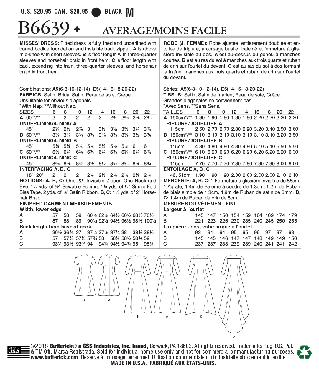 Butterick Pattern B6639  Misses' Dress