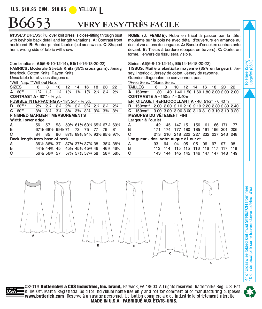 Butterick Pattern B6653 Misses Dress