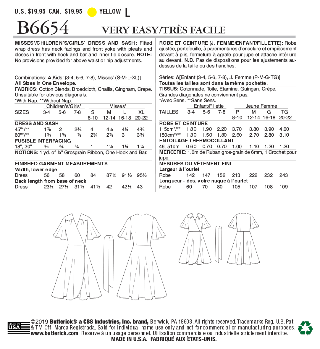 Butterick Pattern B6654 Misses Dress