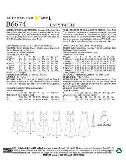 Butterick Pattern B6674 Misses Dress