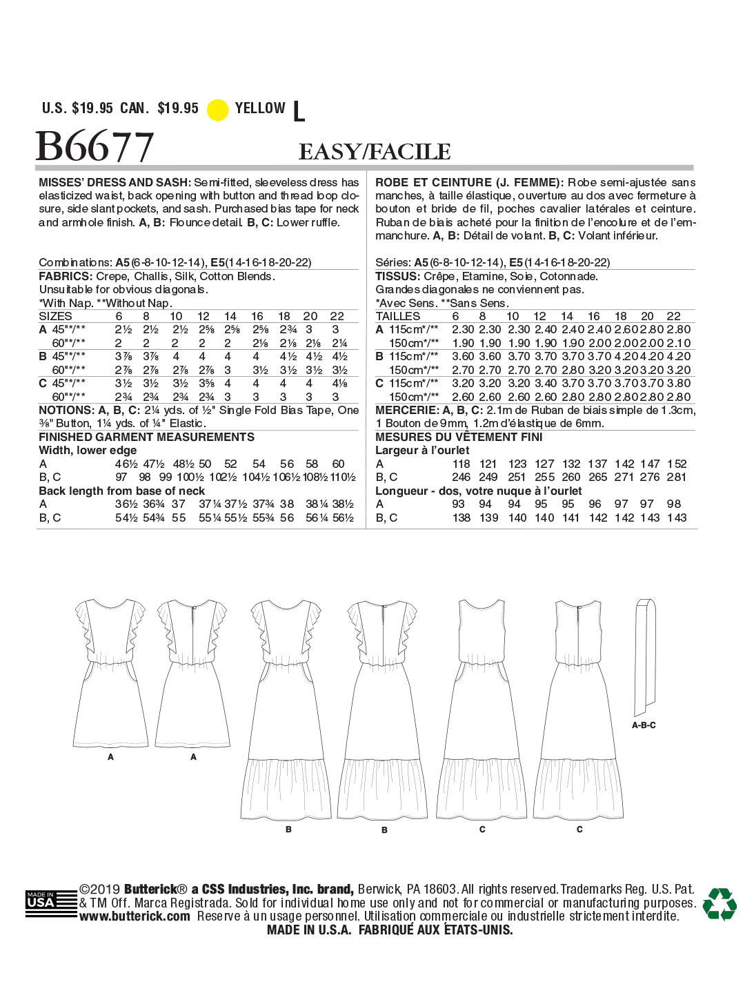 Butterick Pattern B6677 Misses Dress