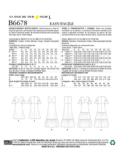 Butterick Pattern B6678 Misses Dress