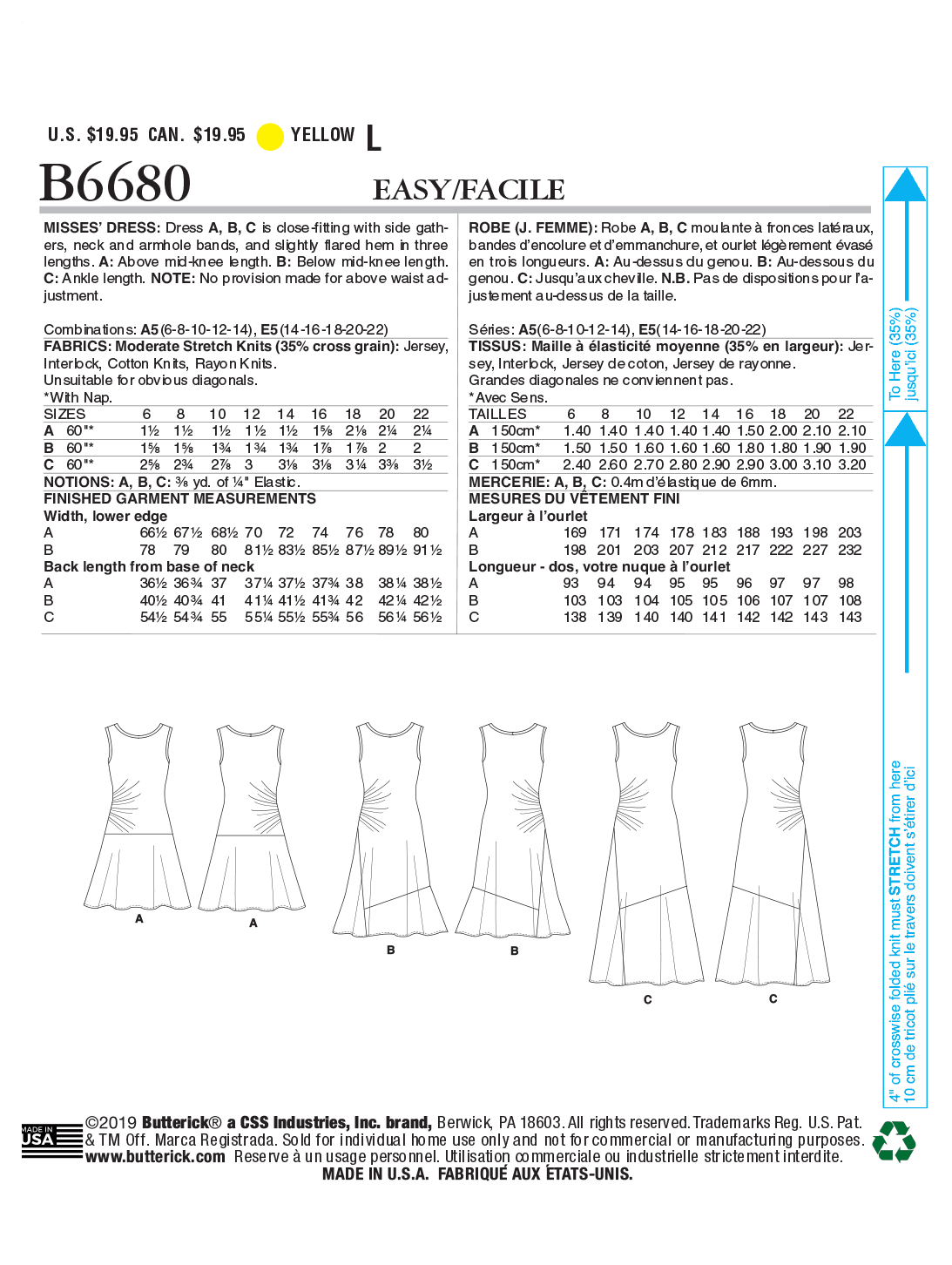 Butterick Pattern B6680 Misses Dress