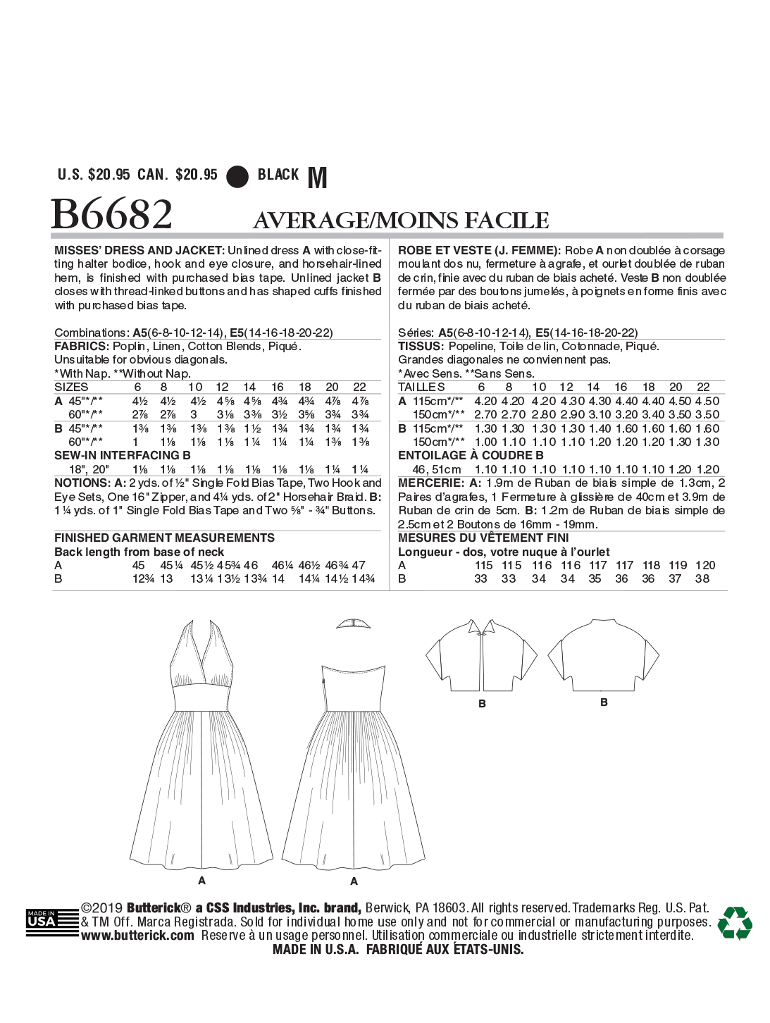 Butterick Pattern B6682 Misses Dress