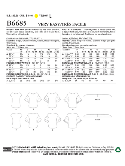 Butterick Pattern B6685 Misses Top / Vest