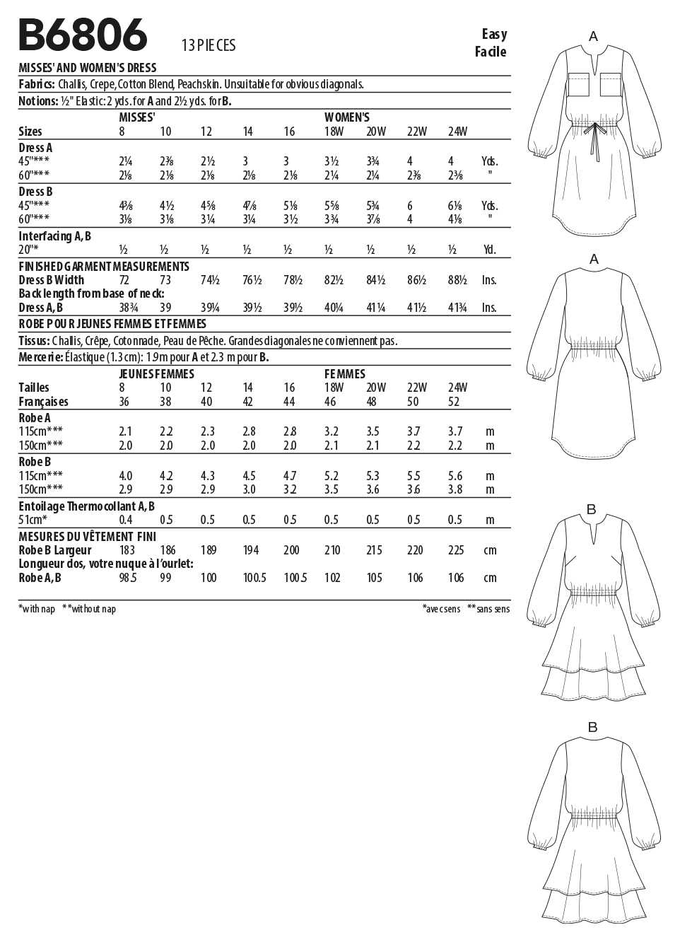 Butterick Pattern B6806 Misses' & Women's Dress