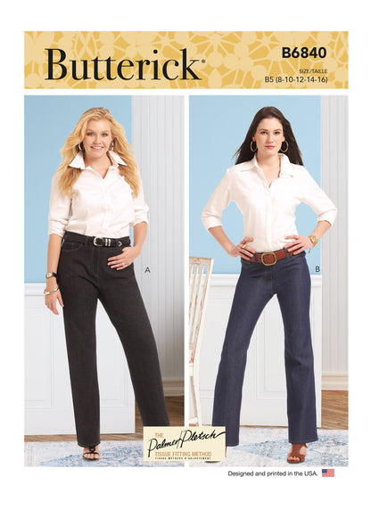 Butterick Pattern B6840 Misses'  &  Women's Straight-Leg or Boot Cut Jeans