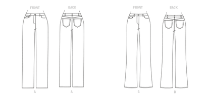 Butterick Pattern B6840 Misses'  &  Women's Straight-Leg or Boot Cut Jeans