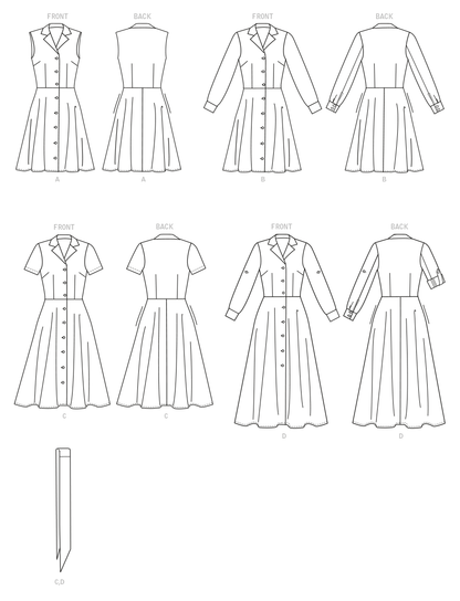 Butterick Pattern B6843 Misses' Shirtdresses  &  Sash